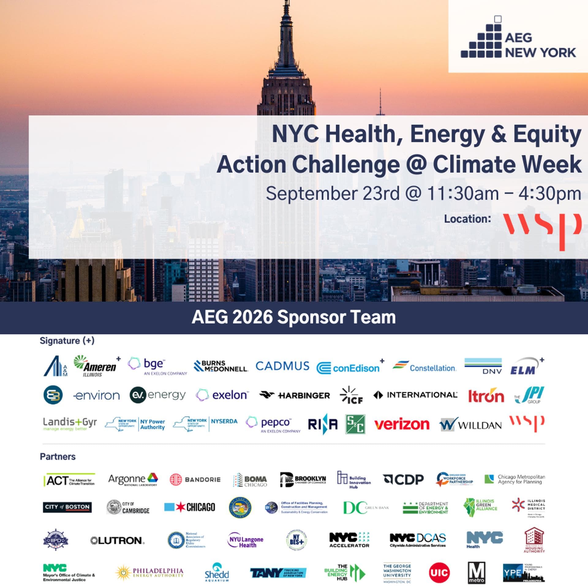 AEG NYC Health, Energy & Equity Action Challenge @ Climate Week NYC