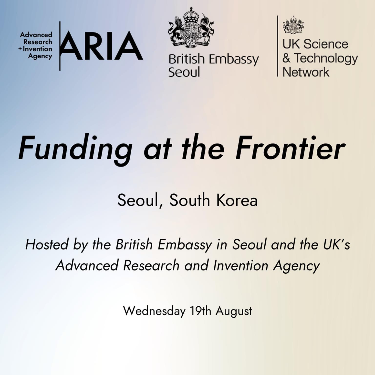 Funding at the Frontier - South Korea: hosted by the British Embassy in Seoul and ARIA